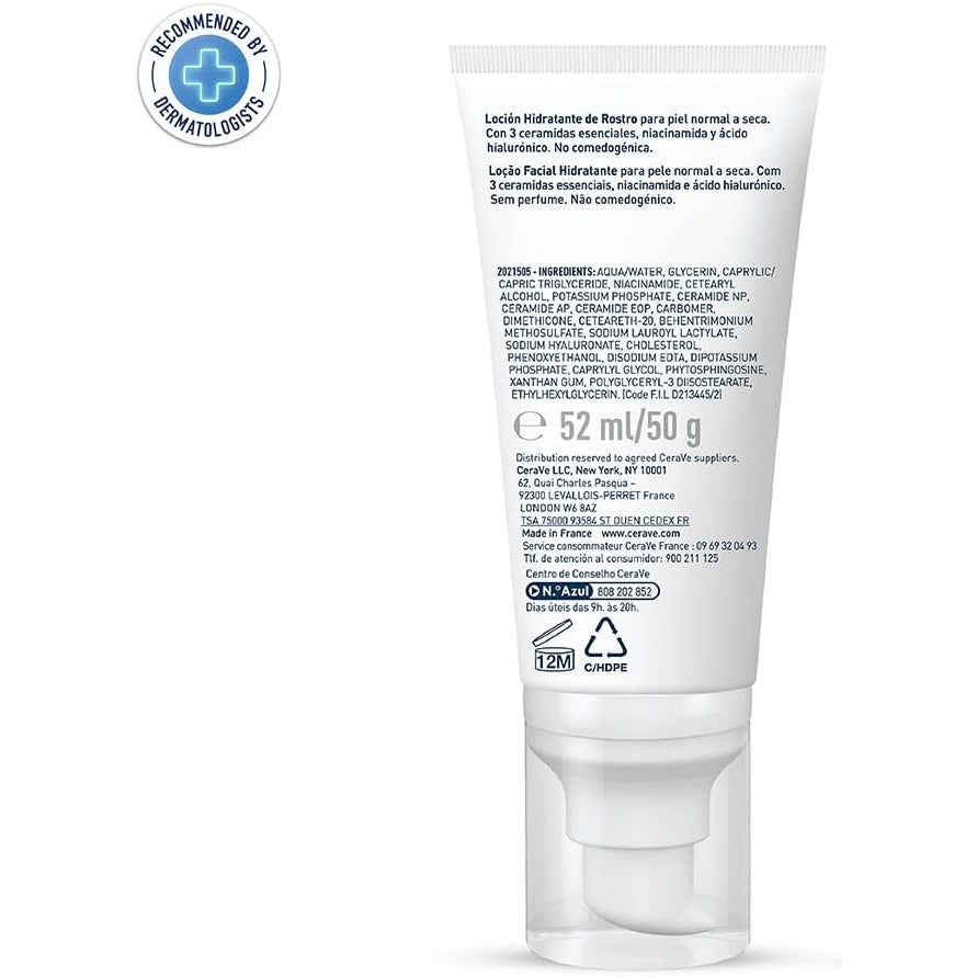 CeraVe PM Facial Moisturizing Lotion | Night Face Moisturizer for Normal to Dry Skin with Hyaluronic acid, Niacinamide and Ceramides | Non-comedogenic, oil-free, Fragrance Free | 1.75Oz,52 ML