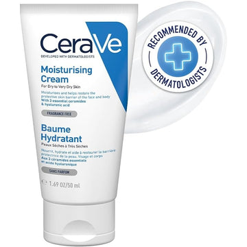 CeraVe Moisturizing Cream | 48H Body and Face Moisturizer for Dry to Very Dry Skin with Hyaluronic Acid and Ceramides | Fragrance Free | 1.69Oz, 50 ML