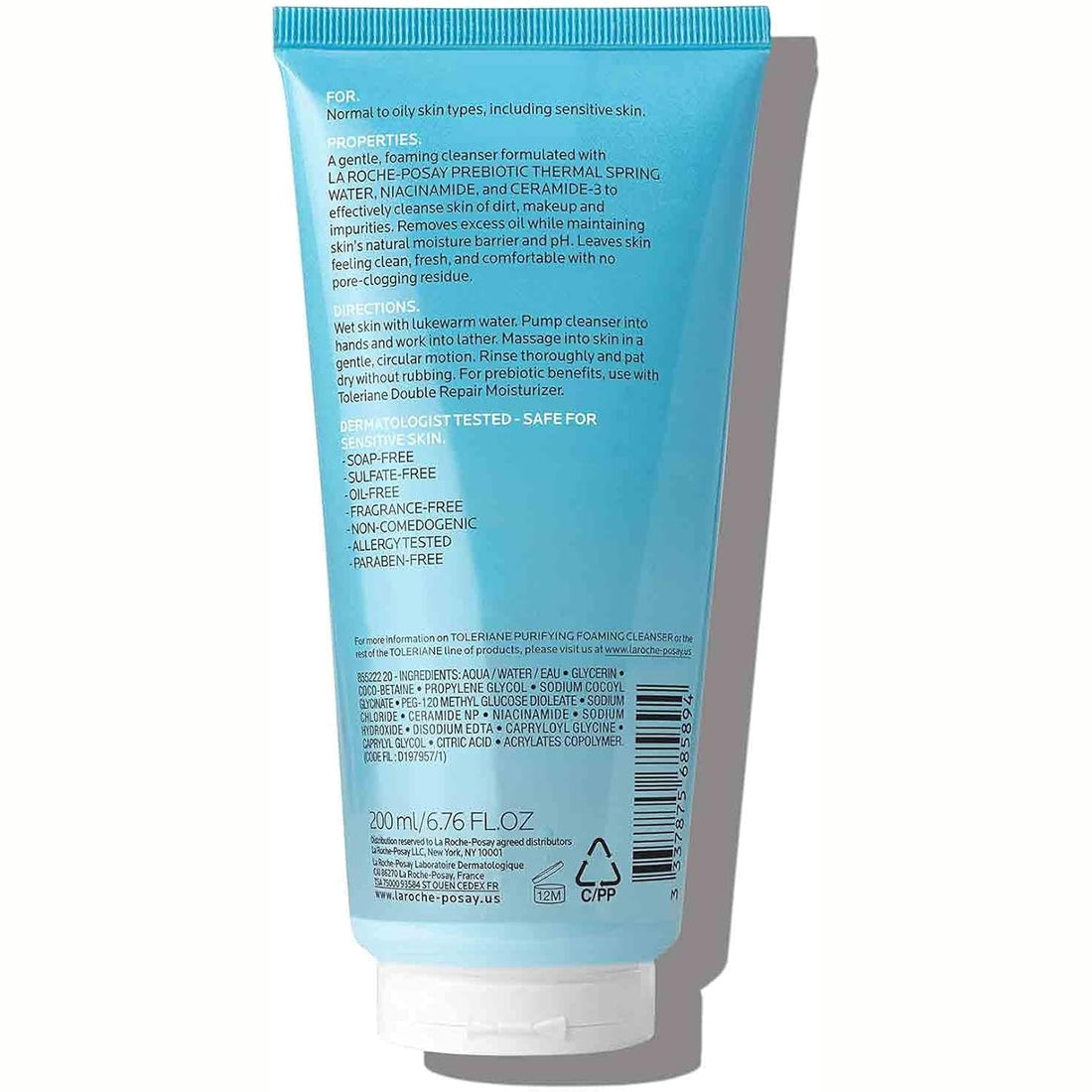 La Roche-Posay Toleriane Purifying Foaming Facial Cleanser, Face Wash for Oily Skin and Normal Skin with Niacinamide, Won’t Dry Out Skin, Soap Free, Fragrance Free