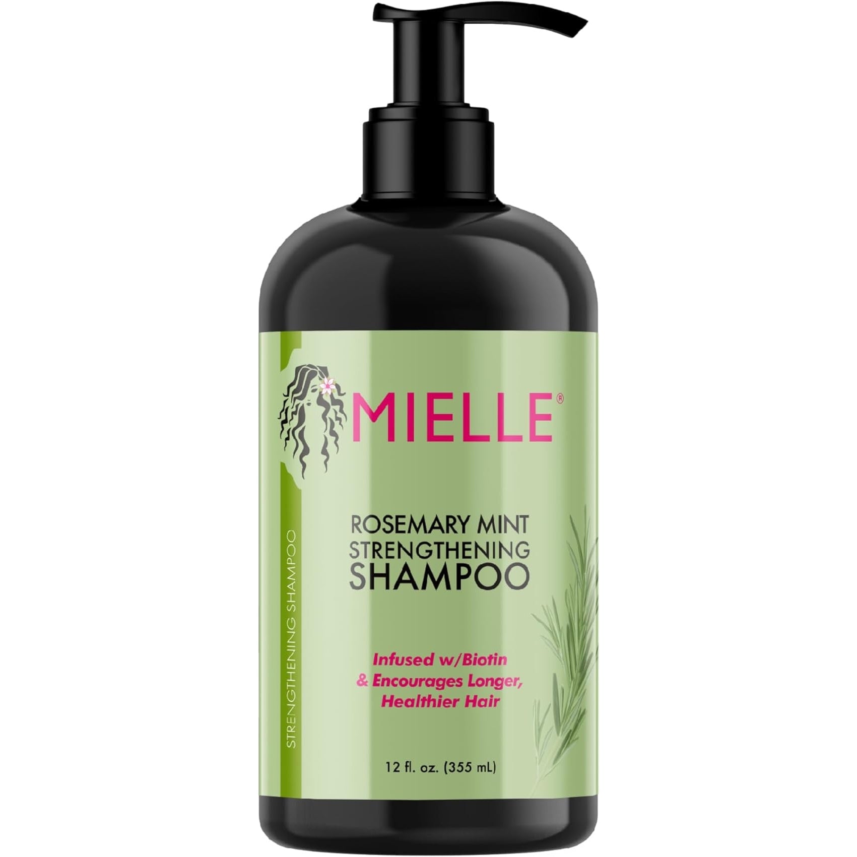 Mielle Organics Rosemary Mint Strengthening Shampoo Infused with Biotin, Cleanses and Helps Strengthen Weak and Brittle Hair, 12 Ounces