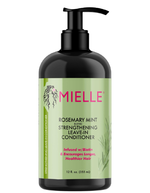 Mielle Organics Rosemary Mint Strengthening Leave-In Conditioner, Supports Hair Strength, Smooth Conditioner for Dry and Crinkled Hair, Weightless Hair Treatment